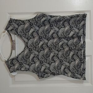 Croft & Barrow Stretch Blue Tan Paisley Active Tank Top Undershirt Size L